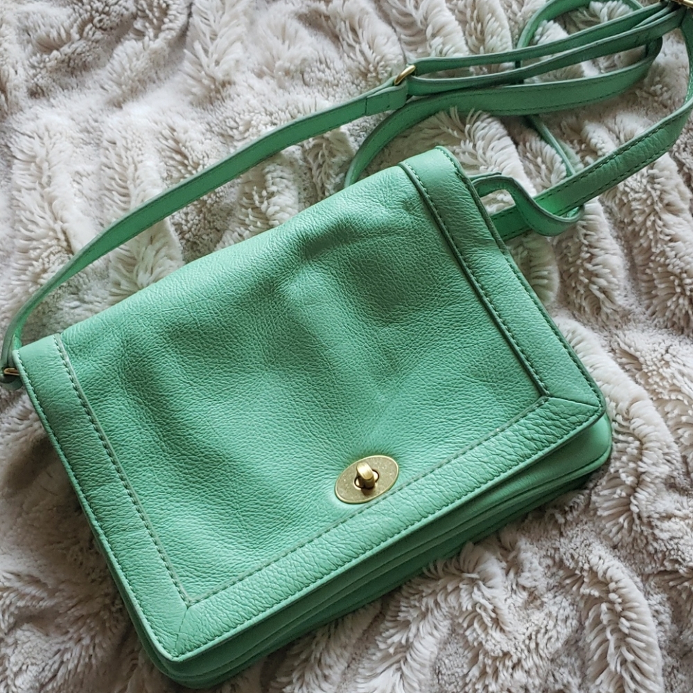 J Crew Mint Green Crossbody with Turnlock
